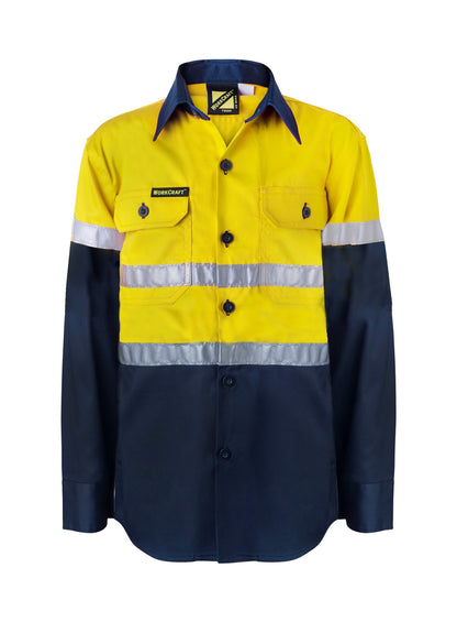Workcraft Kids HiVis Cotton Drill Shirt w/ CSR Tape
