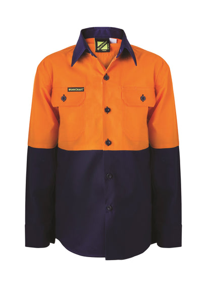 Workcraft Kids HiVis Cotton Drill Shirt