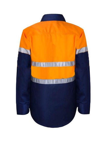 Workcraft Kids HiVis Cotton Drill Shirt w/ CSR Tape