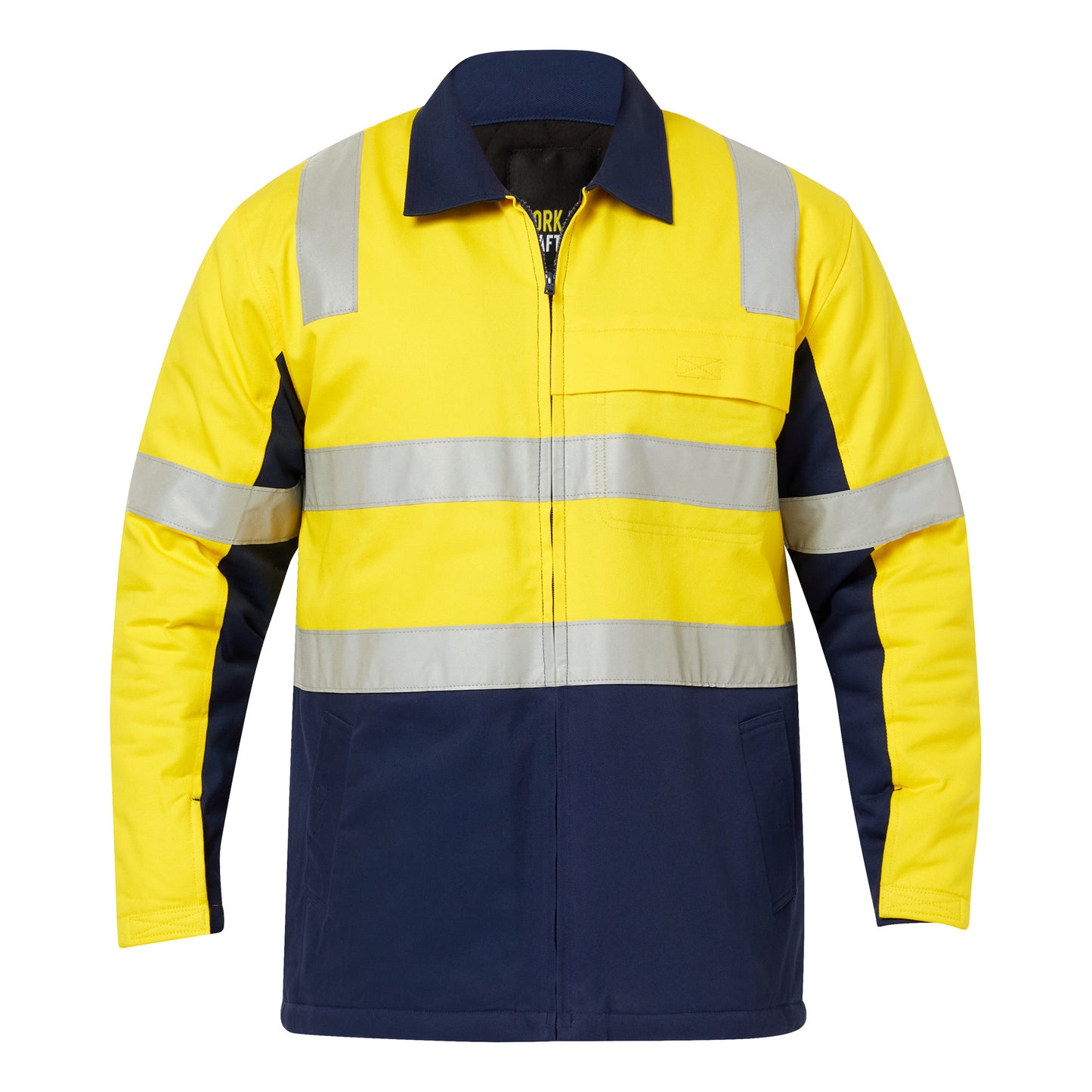 Workcraft Unisex HiVis Cotton Drill Jacket with Tape