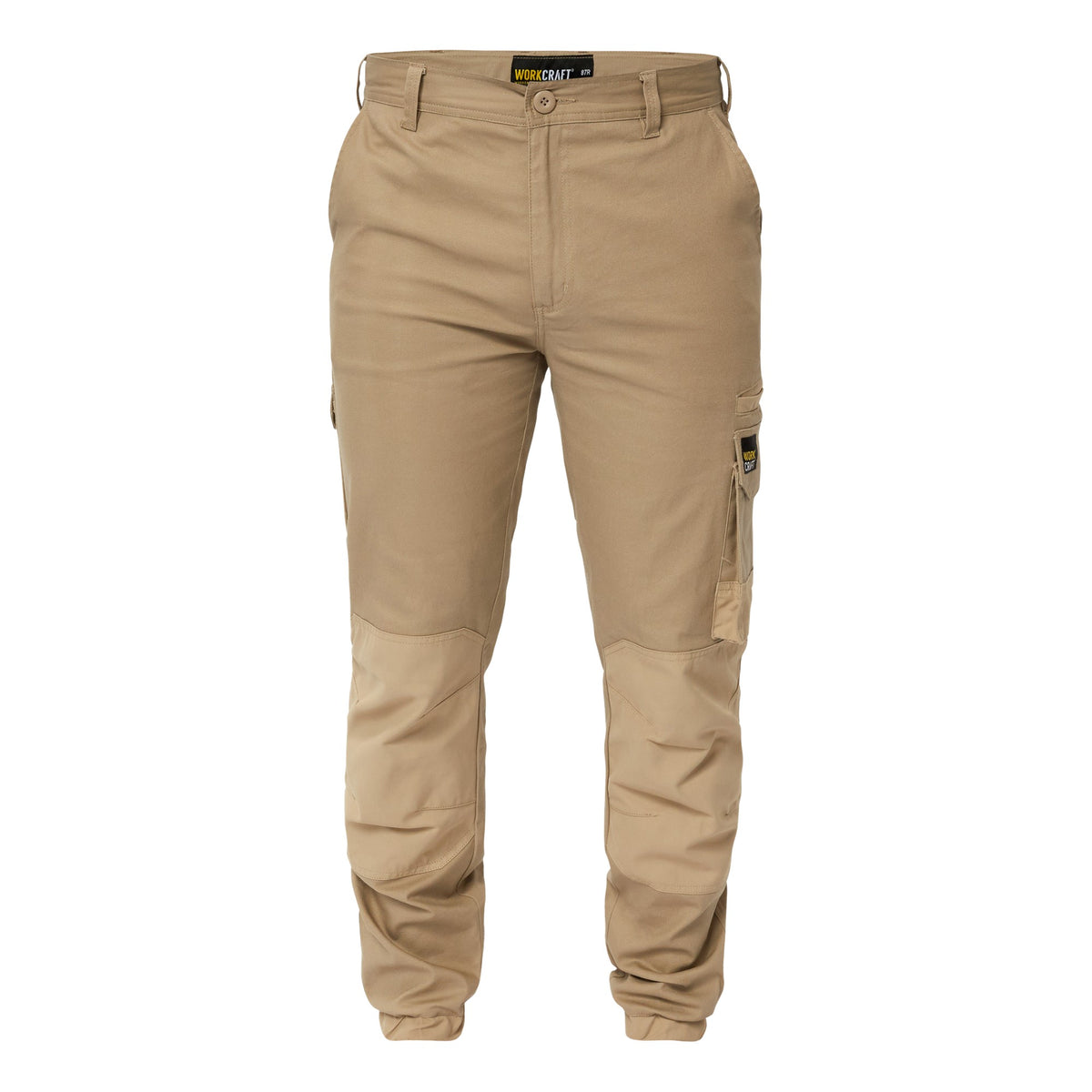 Workcraft Men's Cotton Drill Stretch Cargo Pants with Cuffed Hem