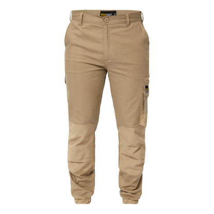 Workcraft Men's Cotton Drill Stretch Cargo Pants with Cuffed Hem