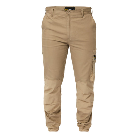 Workcraft Men's Cotton Drill Stretch Cargo Pants with Cuffed Hem