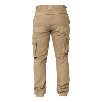 Workcraft Men's Cotton Drill Stretch Cargo Pants with Cuffed Hem