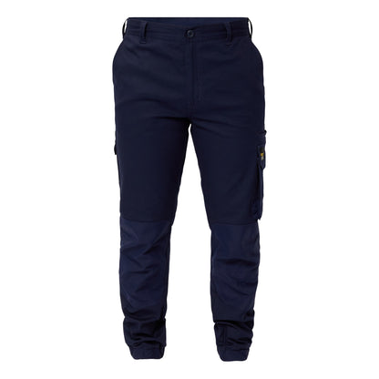 Workcraft Men's Cotton Drill Stretch Cargo Pants with Cuffed Hem