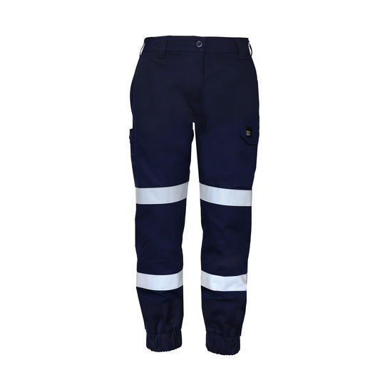 Workcraft Men's Cotton Drill Stretch Cargo Cuffed Taped Pants