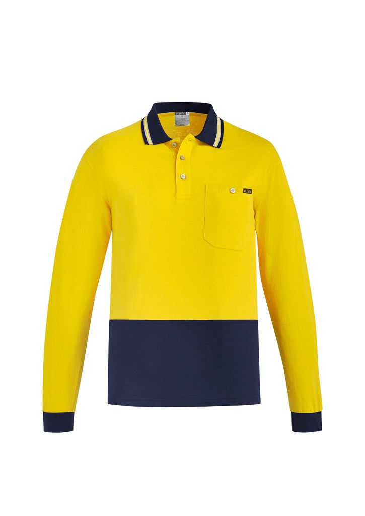 Syzmik Mens HiVis Cotton Long Sleeve Polo - ZH430