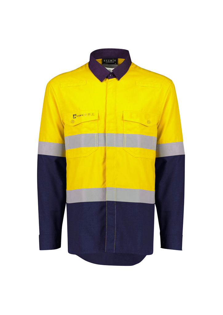 Syzmik Orange Flame FR Lightweight Ripstop Spliced Shirt with Hoop Taped