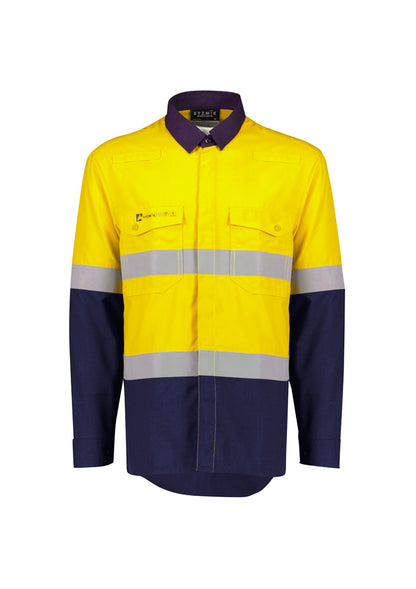 Syzmik Orange Flame FR Lightweight Ripstop Spliced Shirt with Hoop Taped