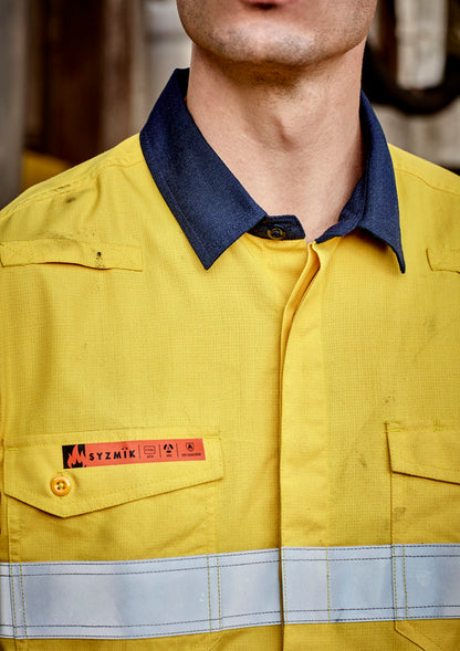 Syzmik Orange Flame FR Lightweight Ripstop Spliced Shirt with Hoop Taped
